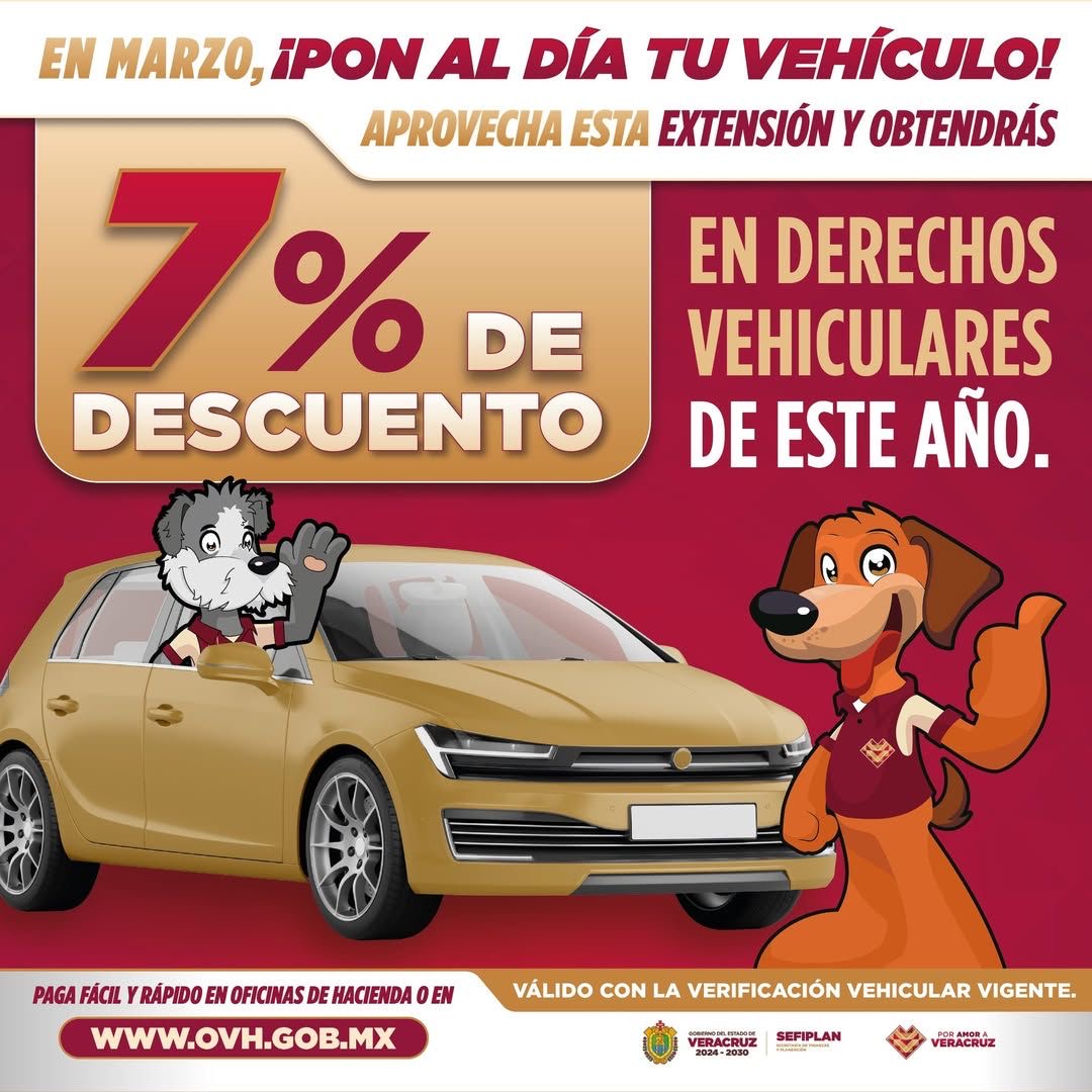 ¡Aprovecha!, últimos 7 días de descuento en derechos vehiculares 