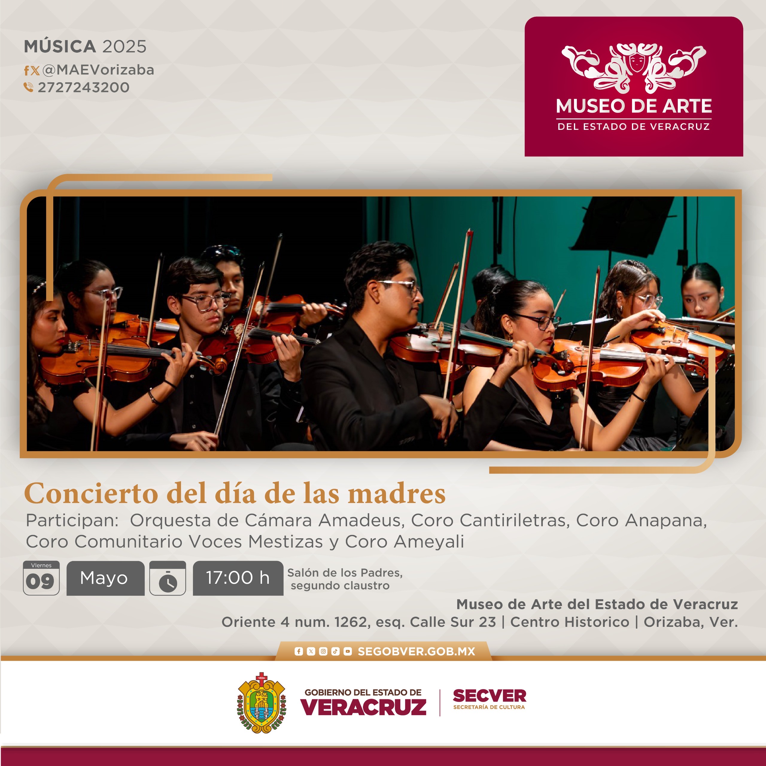 Invita SECVER a festejar a las madres con recitales en el MAEV y la GACX 